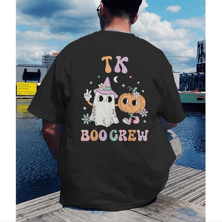 TK Boo Crew Retro Groovy Halloween Floral Ghost TK Teacher Men Women Kids Men's Back Print T-Shirt, funny gift