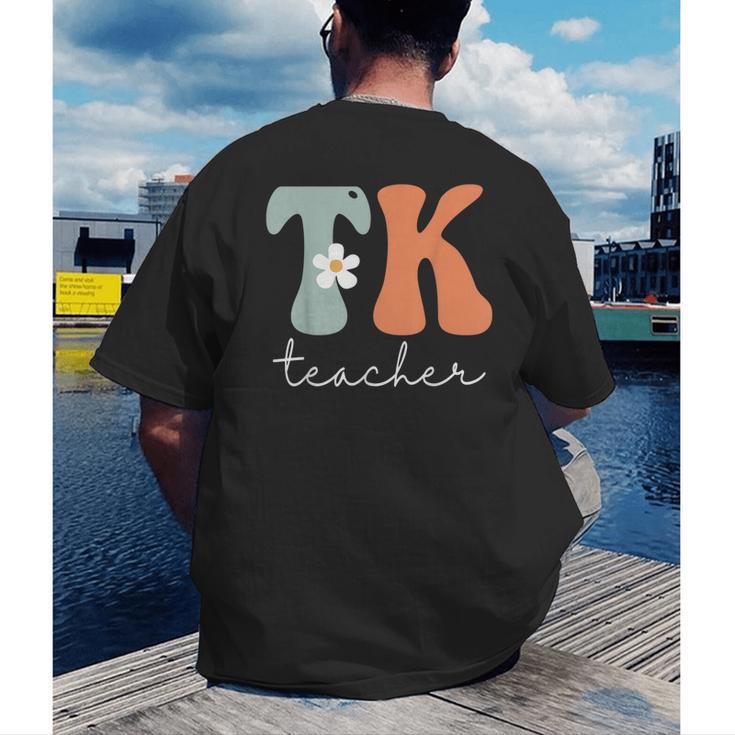 TK Teacher Retro Groovy Vintage Happy First Day Of School Men's Back Print T-Shirt, funny gift TK Teacher Retro Groovy Vintage Happy First Day Of School Men's Back Print T-Shirt, funny gift