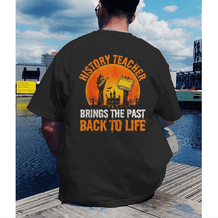 History Teacher Brings Past Back To Life Halloween Zombie Men's Back Print T-Shirt, funny gift History Teacher Brings Past Back To Life Halloween Zombie Men's Back Print T-Shirt, funny gift