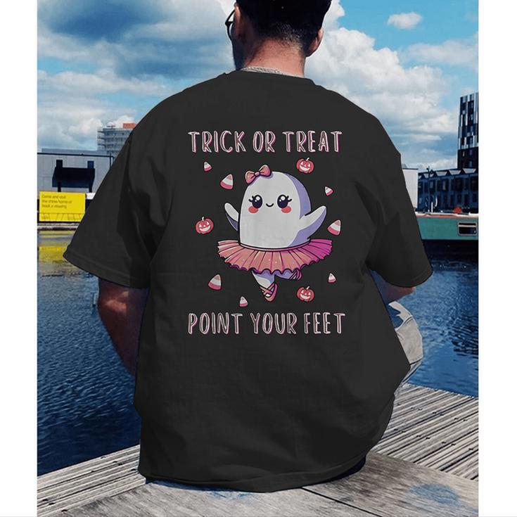 Trick Or Treat Point Your Feet Halloween Ghost Dance Teacher Men's Back Print T-Shirt, funny gift Trick Or Treat Point Your Feet Halloween Ghost Dance Teacher Men's Back Print T-Shirt, funny gift