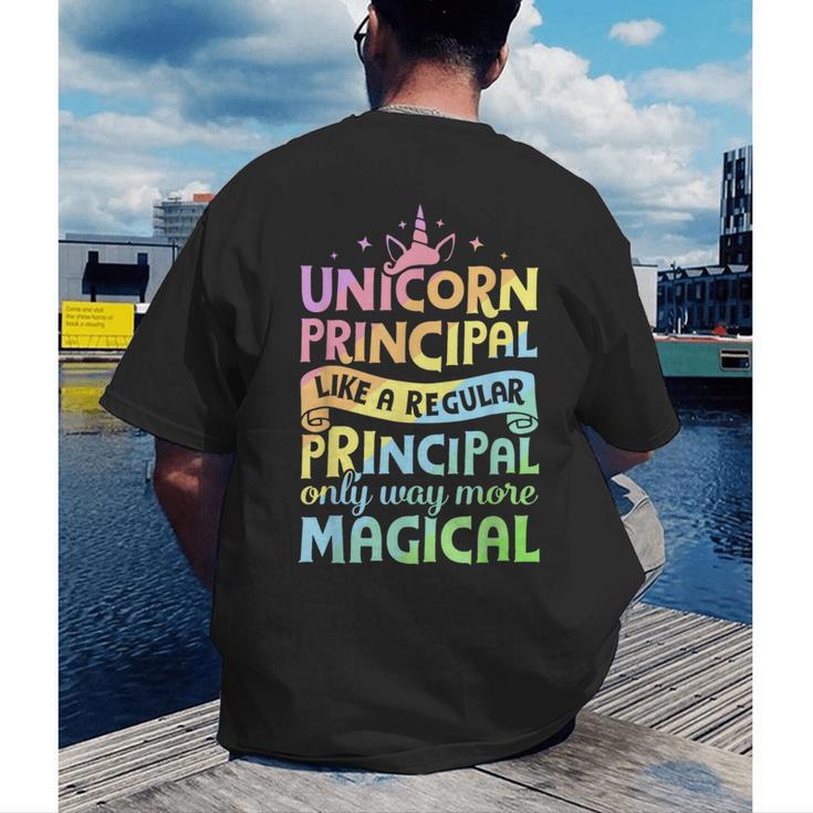 Unicorn Principal Back To School Teacher Appreciation Men's Back Print T-Shirt, funny gift