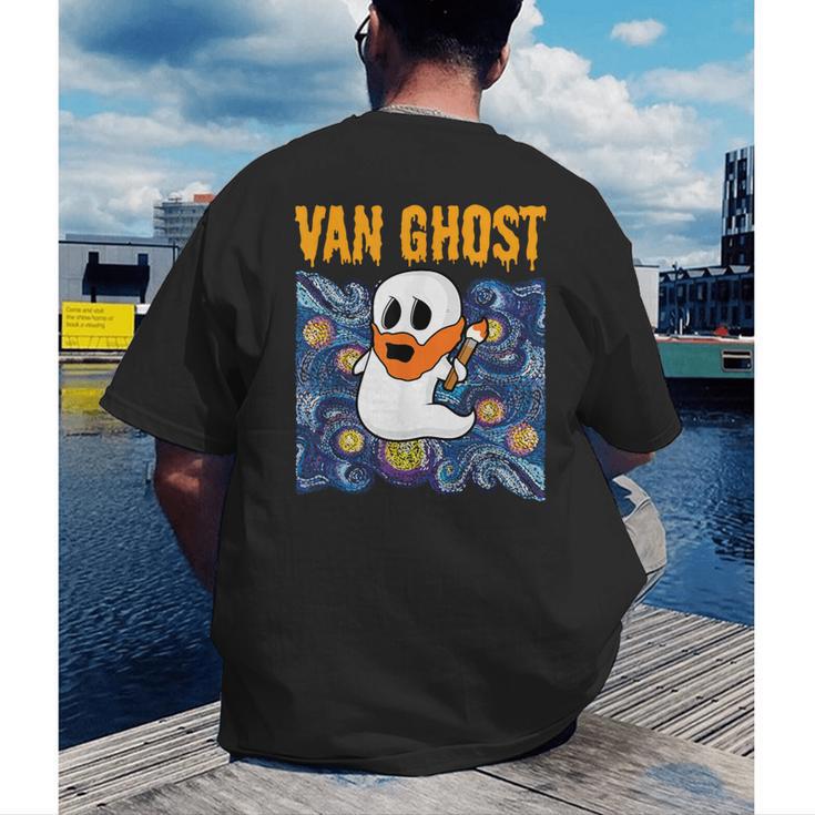Van Ghost Art Teacher Halloween Van Gogh Starry Night Men's Back Print T-Shirt, funny gift