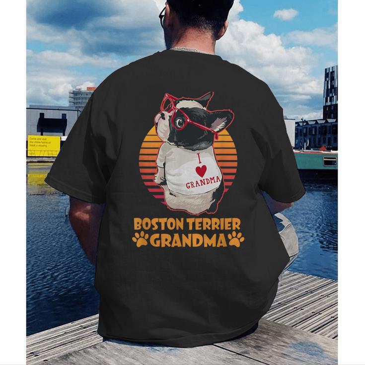 Vintage Boston Terrier Grandma Wear Sunglasses Dog Lover Men Women Girls Kids Men's Back Print T-Shirt, funny gift