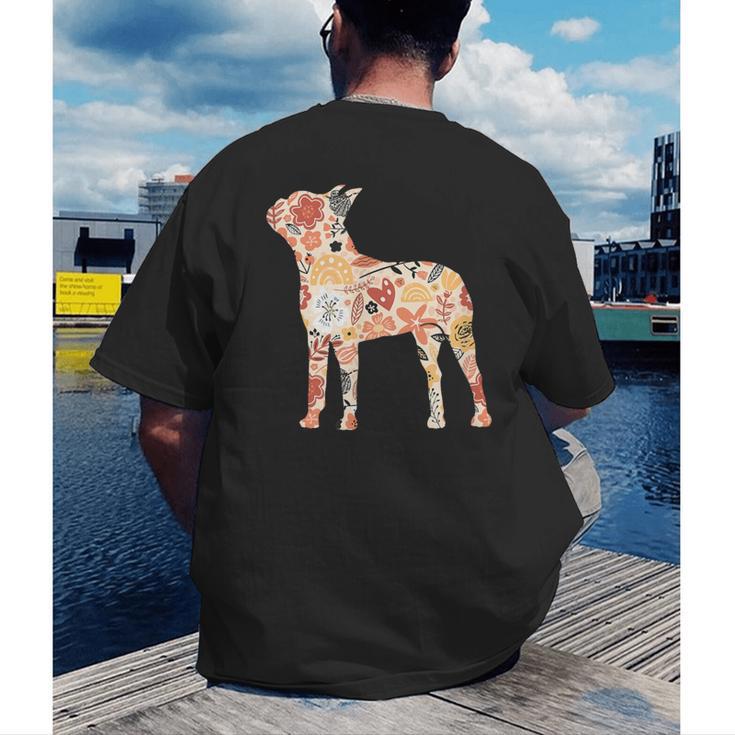 Vintage Floral Boston Terrier For Dog Lover Men's Back Print T-Shirt, funny gift