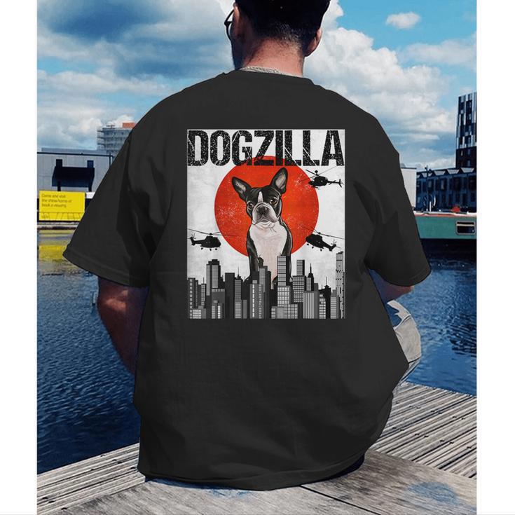 Vintage Japanese Dogzilla Boston Terrier Men's Back Print T-Shirt, funny gift