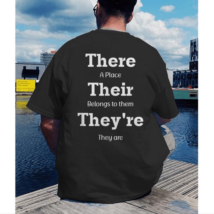 Vocabulary Police Their There They'Re English Teacher Men's Back Print T-Shirt, funny gift