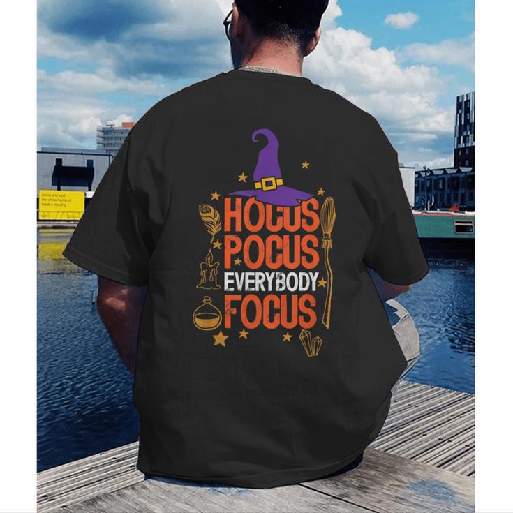 Witchy Halloween Hocus Pocus Everybody Focus Teacher Pumpkin Men's Back Print T-Shirt, funny gift Witchy Halloween Hocus Pocus Everybody Focus Teacher Pumpkin Men's Back Print T-Shirt, funny gift