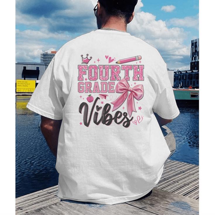 4th Fourth Grade Vibes Back To School Coquette Teacher Girl Men's Back Print T-Shirt, funny gift 4th Fourth Grade Vibes Back To School Coquette Teacher Girl Men's Back Print T-Shirt, funny gift