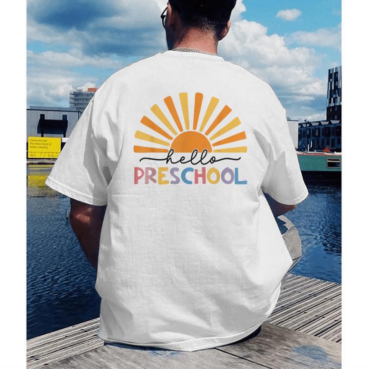 Back To School Hello Preschool For Kids Teacher Women Men's Back Print T-Shirt, funny gift