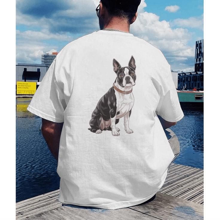 Boston Terrier Dog Dad Boston Terrier Dog Lovers Men's Back Print T-Shirt, funny gift