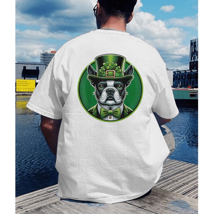 Boston Terrier Dog St Patricks Day Irish Pet Lover Men Women Kids Men's Back Print T-Shirt, funny gift