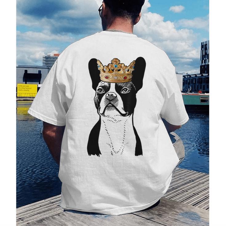 Boston Terrier Dog Wearing Crown For Men Women Girls Kids Men's Back Print T-Shirt, funny gift