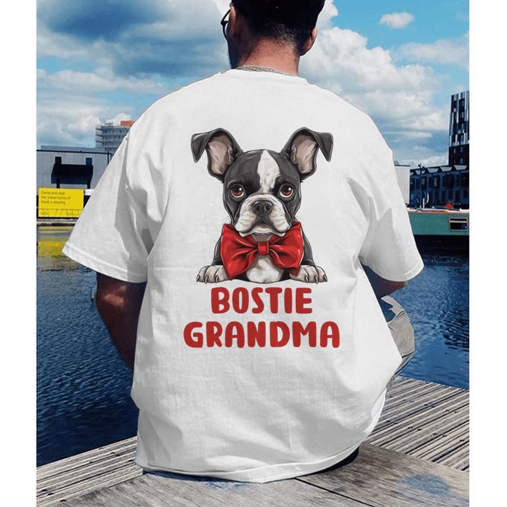 Boston Terrier Grandma Dog Lovers Puppy Bostie Owner Men's Back Print T-Shirt, funny gift