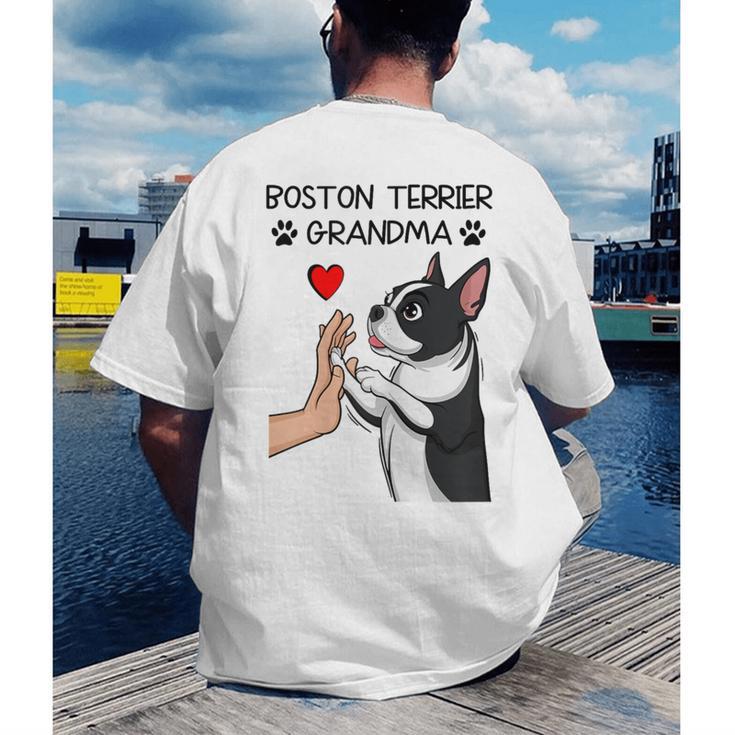 Boston Terrier Grandma Mother's Day Dog Mom Men's Back Print T-Shirt, funny gift