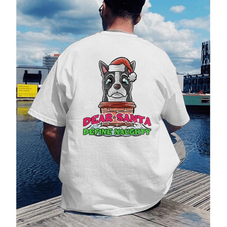 Boston Terrier Santa Claus Christmas Dog Men's Back Print T-Shirt, funny gift