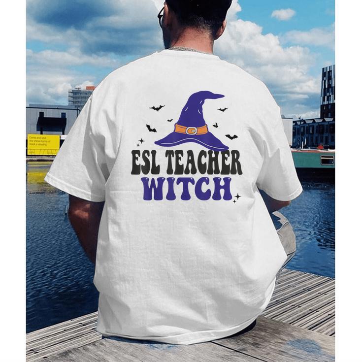 ESL Teacher Witch Halloween Matching Group Costume Men's Back Print T-Shirt, funny gift ESL Teacher Witch Halloween Matching Group Costume Men's Back Print T-Shirt, funny gift