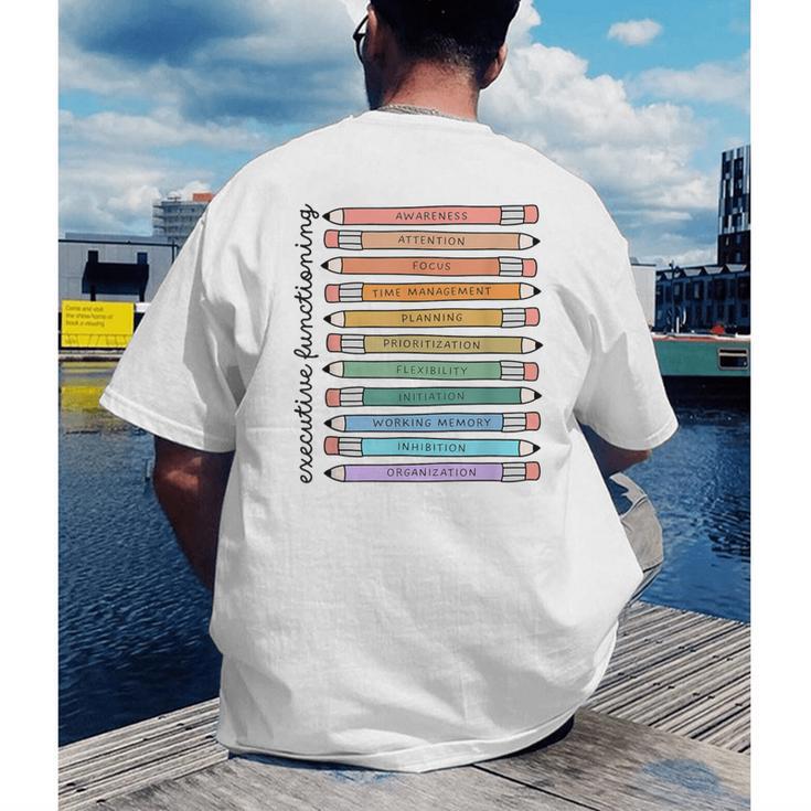 Executive Functioning Skills Back To School Sped Teacher SLP Men's Back Print T-Shirt, funny gift Executive Functioning Skills Back To School Sped Teacher SLP Men's Back Print T-Shirt, funny gift