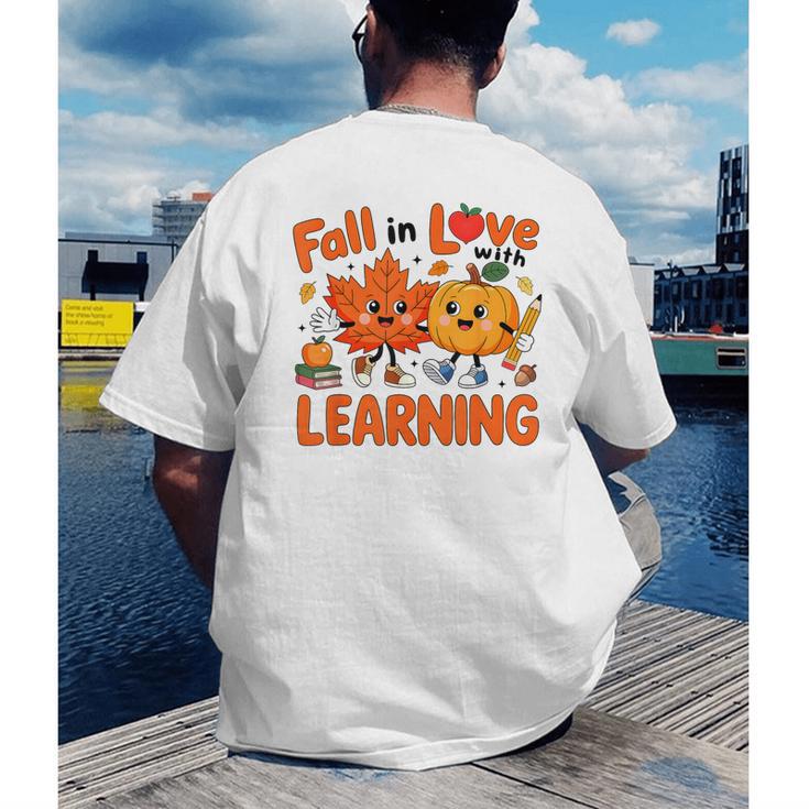 Fall In Love With Learning Thanksgiving Teacher Student Kids Men's Back Print T-Shirt, funny gift Fall In Love With Learning Thanksgiving Teacher Student Kids Men's Back Print T-Shirt, funny gift