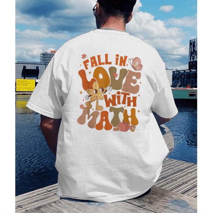 Fall In Love With Science Math Teacher Fall Thanksgiving Men's Back Print T-Shirt, funny gift Fall In Love With Science Math Teacher Fall Thanksgiving Men's Back Print T-Shirt, funny gift