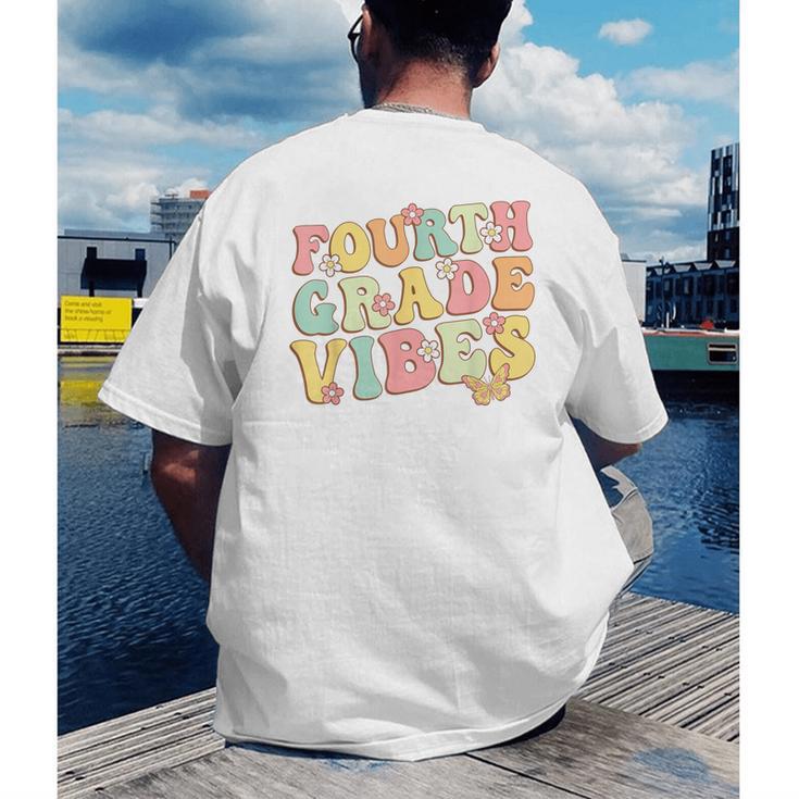 Fourth Grade Vibes Hello Team 4th Grade Teacher Kids Retro Men's Back Print T-Shirt, funny gift