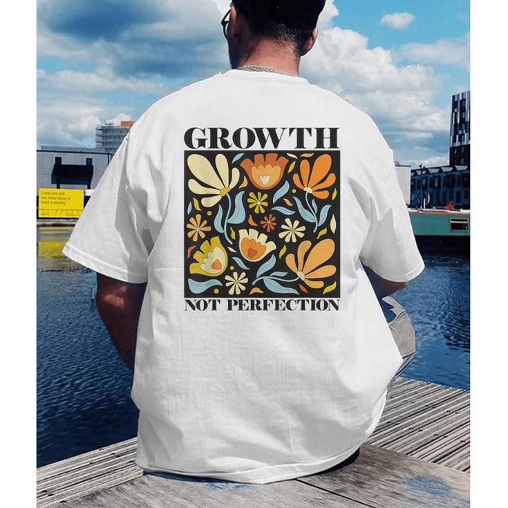 Growth Not Perfection Abstract Florals SPED Teacher Men's Back Print T-Shirt, funny gift