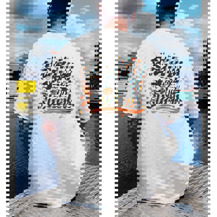 I&#x27;m Batty About My Students Watercolor Bat Teacher Halloween Men&#x27;s Back Print T-Shirt, funny gift