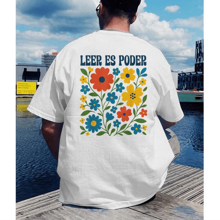 Leer Es Poder Cute Floral Boho Spanish Teacher Reading Men's Back Print T-Shirt, funny gift Leer Es Poder Cute Floral Boho Spanish Teacher Reading Men's Back Print T-Shirt, funny gift