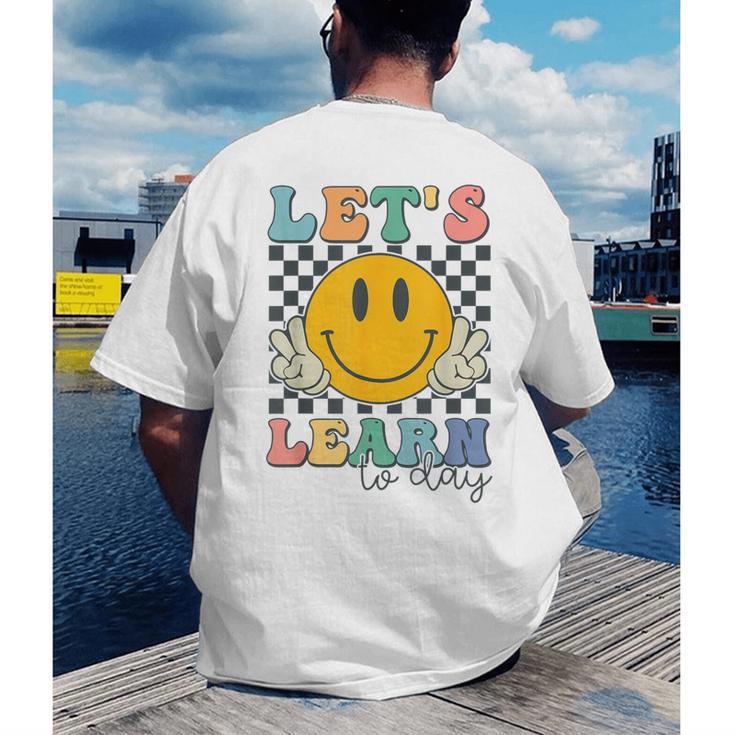 Let's Learn Today Smile Face Back To School For Teacher Kids Men's Back Print T-Shirt, funny gift Let's Learn Today Smile Face Back To School For Teacher Kids Men's Back Print T-Shirt, funny gift