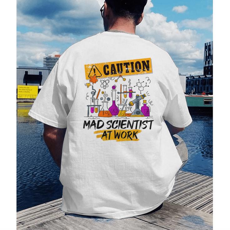 Mad Scientist Halloween Costume Science Teacher Men's Back Print T-Shirt, funny gift