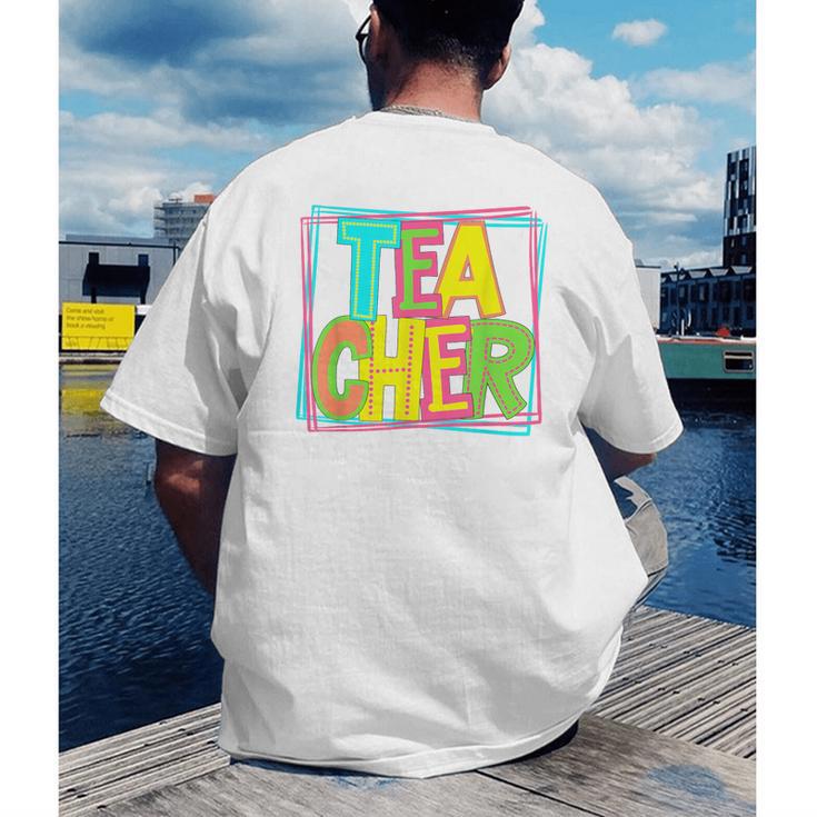 Neon Retro Teacher Cute Teacher Team New Teacher Back To Sch Men's Back Print T-Shirt, funny gift