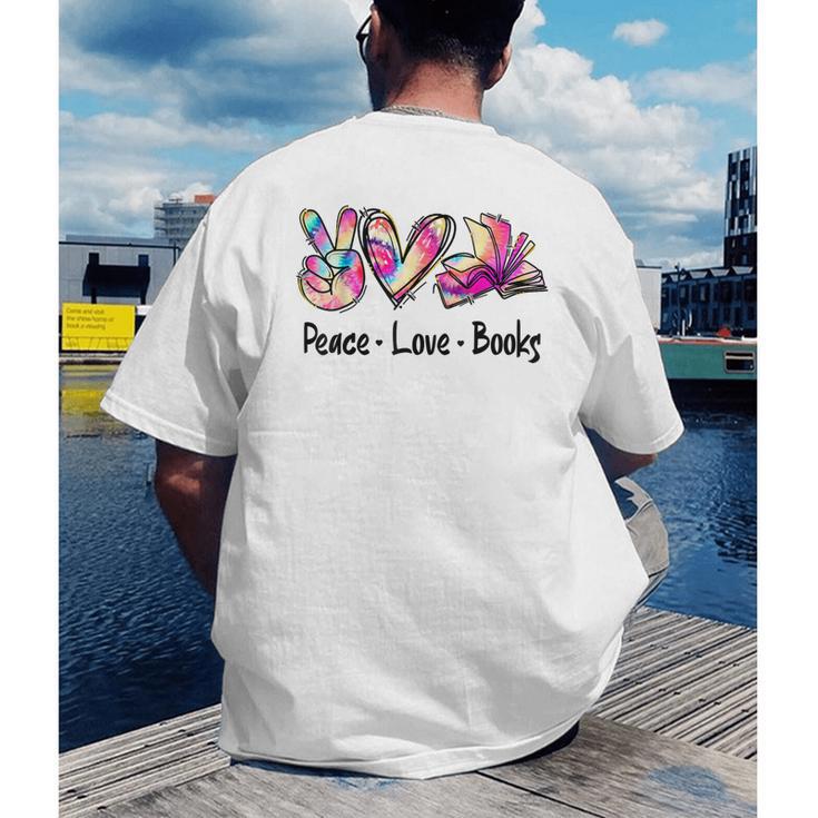 Peace Love Books Librarian Teacher Life Book Library Tie Dye Men's Back Print T-Shirt, funny gift Peace Love Books Librarian Teacher Life Book Library Tie Dye Men's Back Print T-Shirt, funny gift