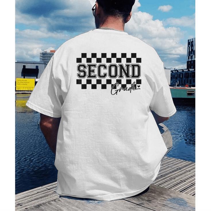 Second Grade Checkered Teacher 1st Day Back To School Women Men's Back Print T-Shirt, funny gift Second Grade Checkered Teacher 1st Day Back To School Women Men's Back Print T-Shirt, funny gift