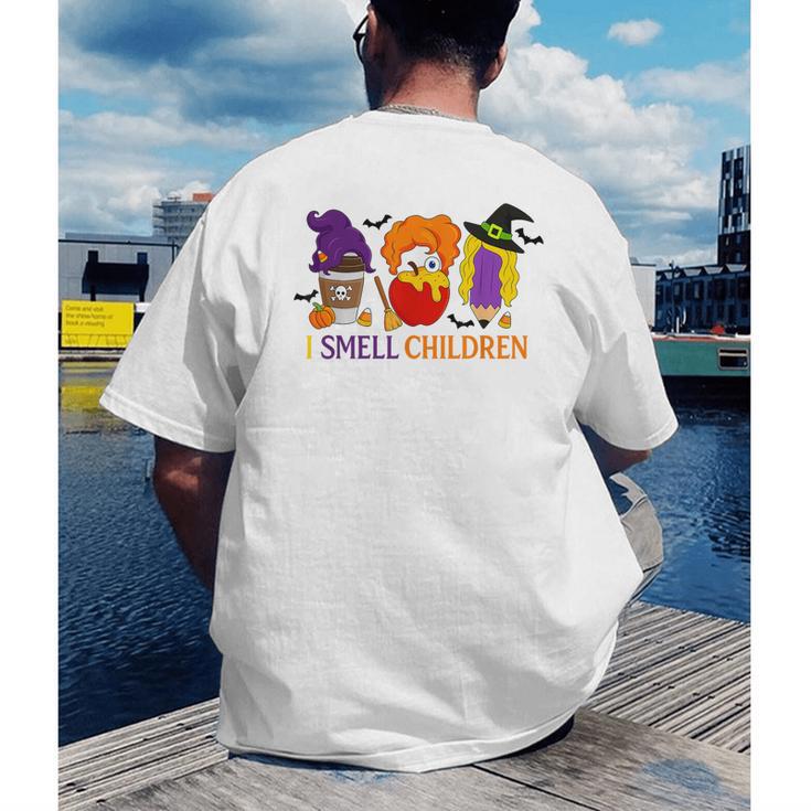 I Smell Children Witch Teacher Halloween Trick Or Teach Men's Back Print T-Shirt, funny gift I Smell Children Witch Teacher Halloween Trick Or Teach Men's Back Print T-Shirt, funny gift
