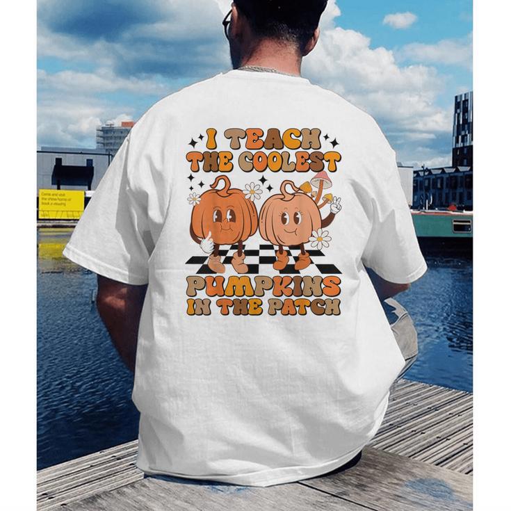 I Teach The Coolest Pumpkins In The Patch Teacher Halloween Men's Back Print T-Shirt, funny gift
