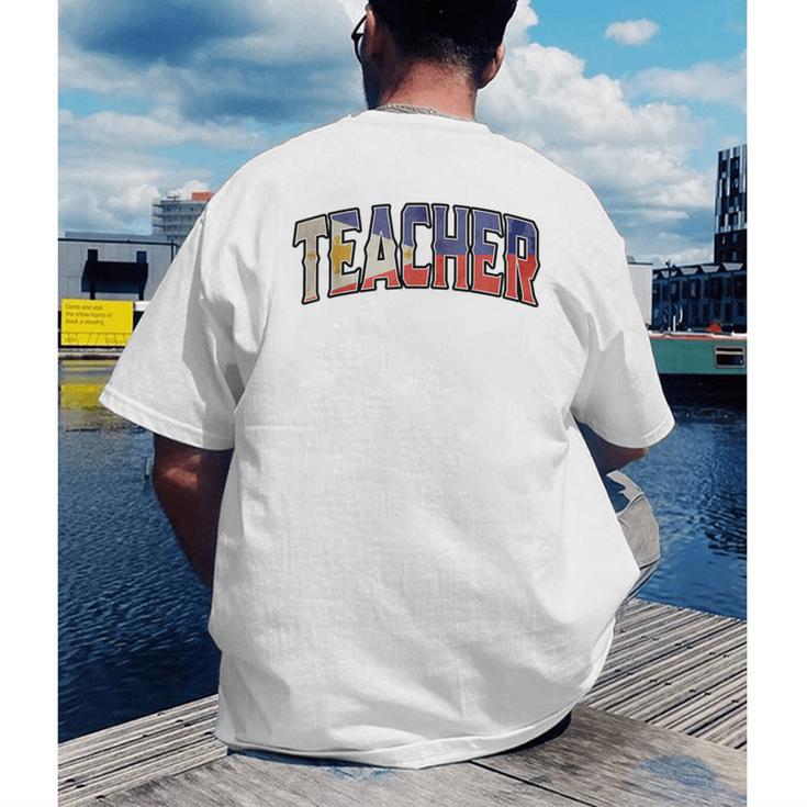 Teacher Filipino Vintage Heritage DNA Flag Men's Back Print T-Shirt, funny gift