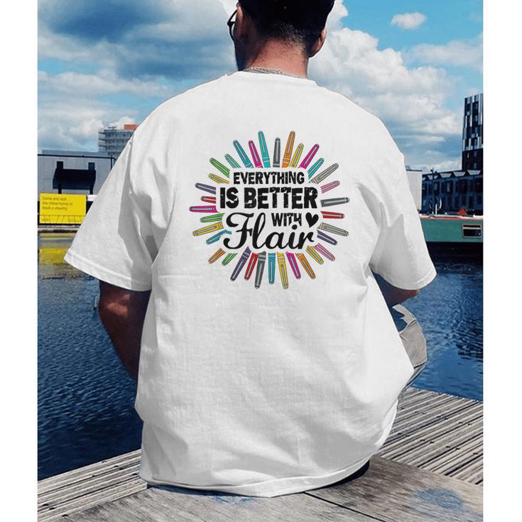 Teacher Flair Pen Art Lover School Supplies Men's Back Print T-Shirt, funny gift Teacher Flair Pen Art Lover School Supplies Men's Back Print T-Shirt, funny gift
