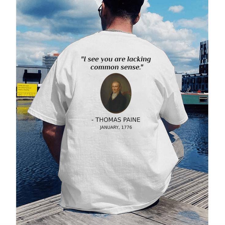 Thomas Paine Common Sense USA History Teacher Student Men's Back Print T-Shirt, funny gift Thomas Paine Common Sense USA History Teacher Student Men's Back Print T-Shirt, funny gift