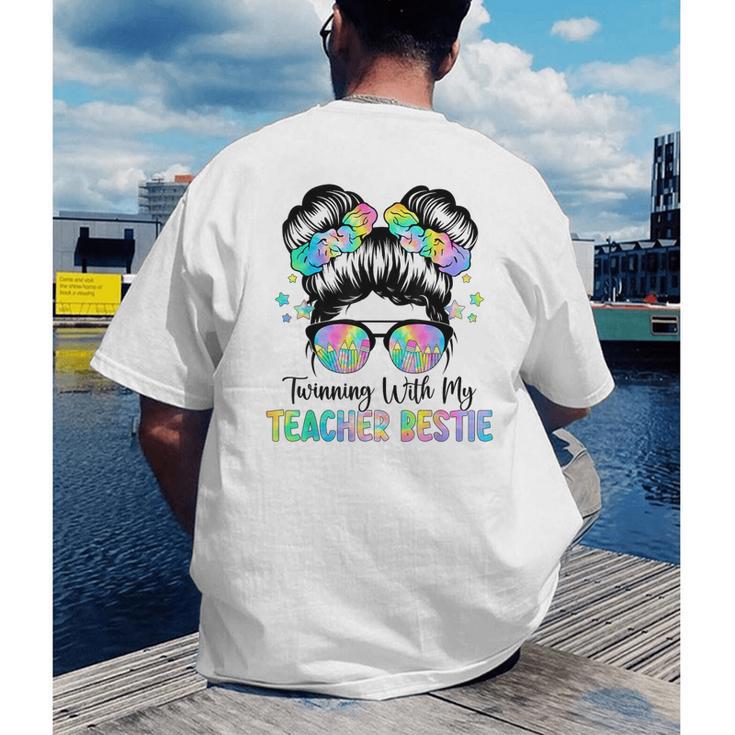 Twin Day Friends Teacher Twinning With My Bestie Men's Back Print T-Shirt, funny gift Twin Day Friends Teacher Twinning With My Bestie Men's Back Print T-Shirt, funny gift