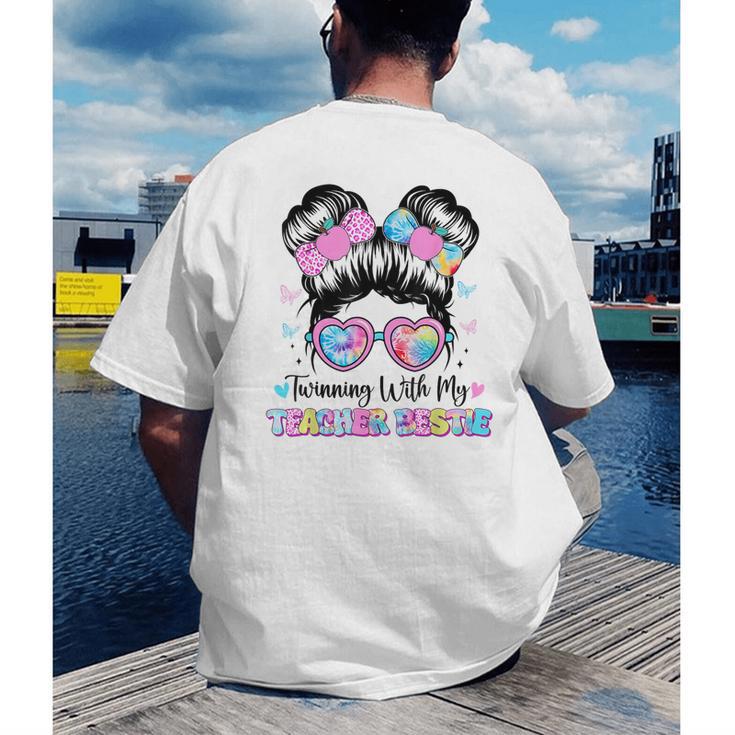 Twinning With My Teacher Bestie Twin Day Friends Teacher Men's Back Print T-Shirt, funny gift