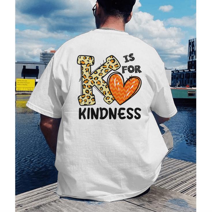 Unity Day K Is For Kindness Anti Bullying Orange Teacher Men Women Kids Men's Back Print T-Shirt, funny gift