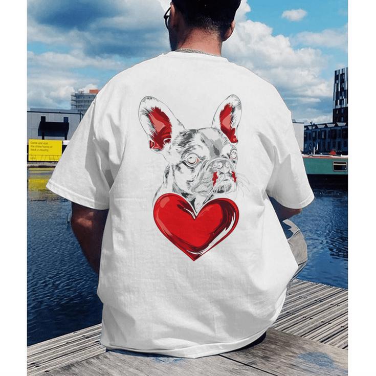 Valentine's Day Boston Terrier Dog Vector Men's Back Print T-Shirt, funny gift