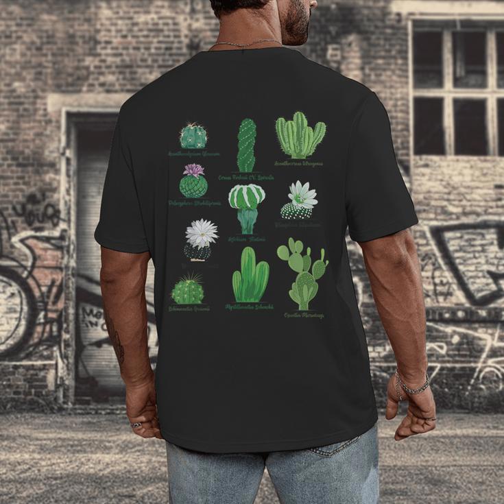 10 Types Of Cactus Succulent Teacher Chart Cactus Lover Tee Men's Back Print T-Shirt, funny design