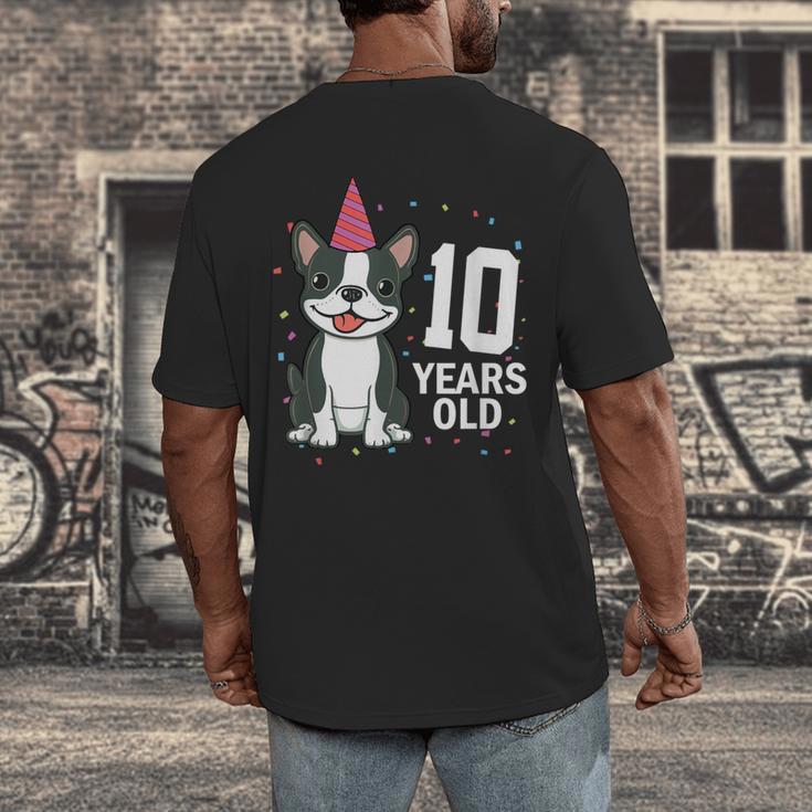 10 Years Old Birthday Boston Terrier Dog Lover 10th Party For Men Women Kids Men's Back Print T-Shirt, funny design