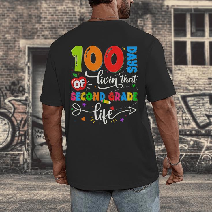 100 Days Of Living That 2nd Grade Life Boy Girl Teacher Men's Back Print T-Shirt, funny design 100 Days Of Living That 2nd Grade Life Boy Girl Teacher Men's Back Print T-Shirt, funny design
