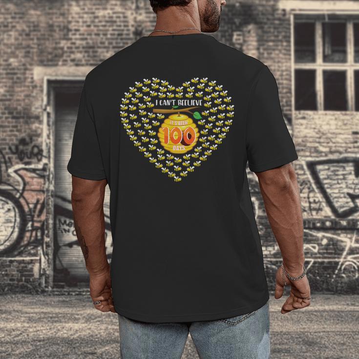 100 Days Of School Bee Hive Tree Hearts Teachers Student Kid Men's Back Print T-Shirt, funny design