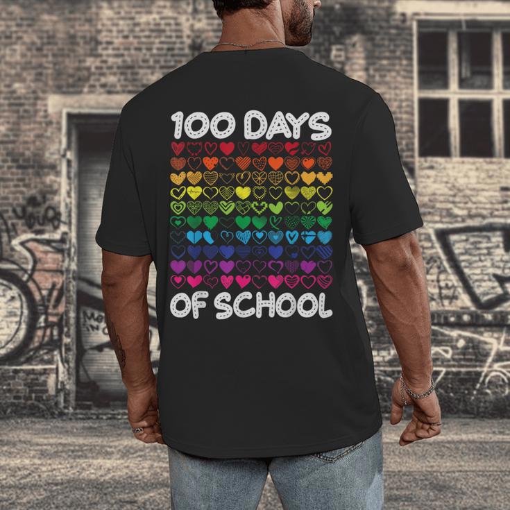 100 Days Of School Heart Love Teacher Or Student 100th Day Men's Back Print T-Shirt, funny design