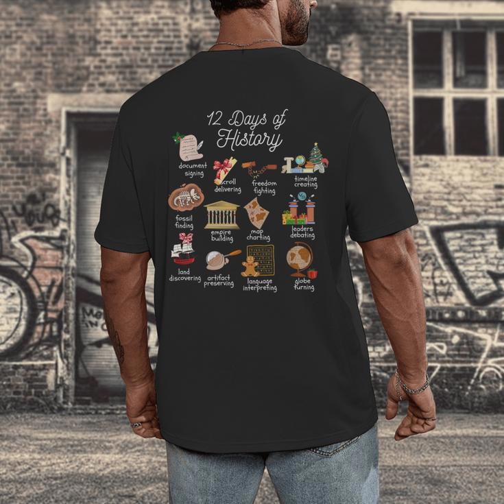 12 Day Of History Teacher Christmas Social Studies Student Men's Back Print T-Shirt, funny design 12 Day Of History Teacher Christmas Social Studies Student Men's Back Print T-Shirt, funny design
