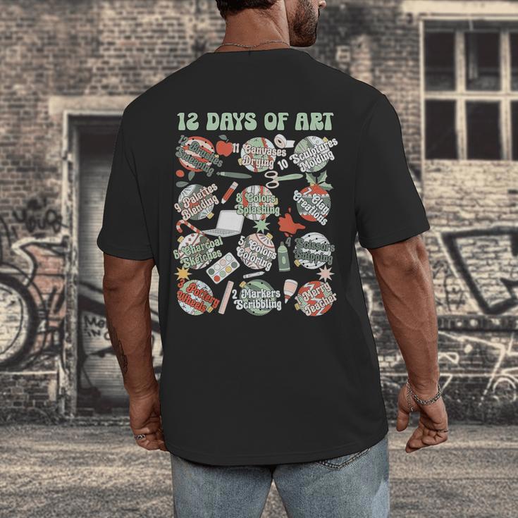 12 Days Of Art Teacher Christmas Artists Painter Educational Men's Back Print T-Shirt, funny design 12 Days Of Art Teacher Christmas Artists Painter Educational Men's Back Print T-Shirt, funny design