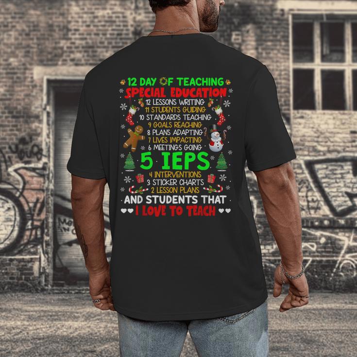 12 Days Of Teaching Special Education IEPS SPED Teacher Xmas Men's Back Print T-Shirt, funny design 12 Days Of Teaching Special Education IEPS SPED Teacher Xmas Men's Back Print T-Shirt, funny design