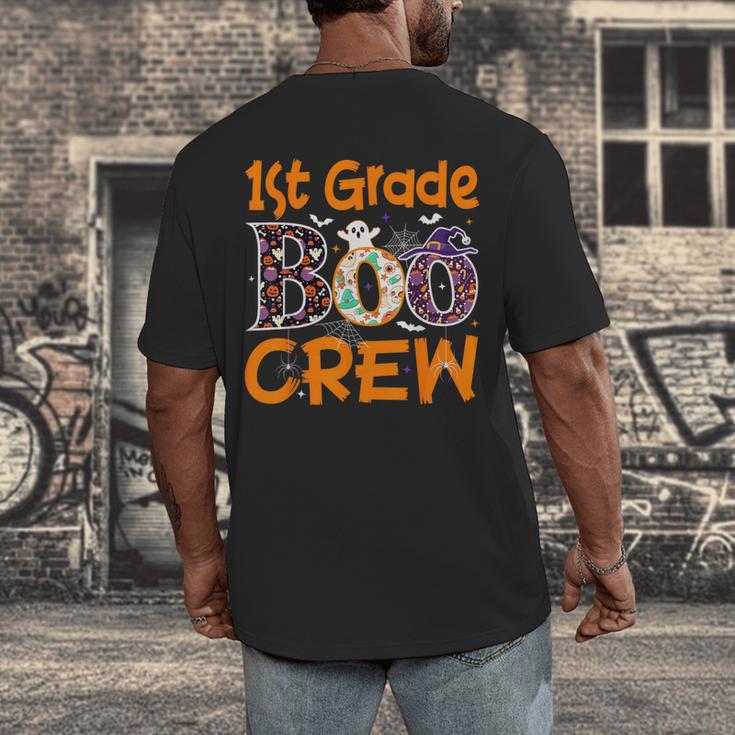 1st Grade Boo Crew First Grade Halloween Teacher Men's Back Print T-Shirt, funny design
